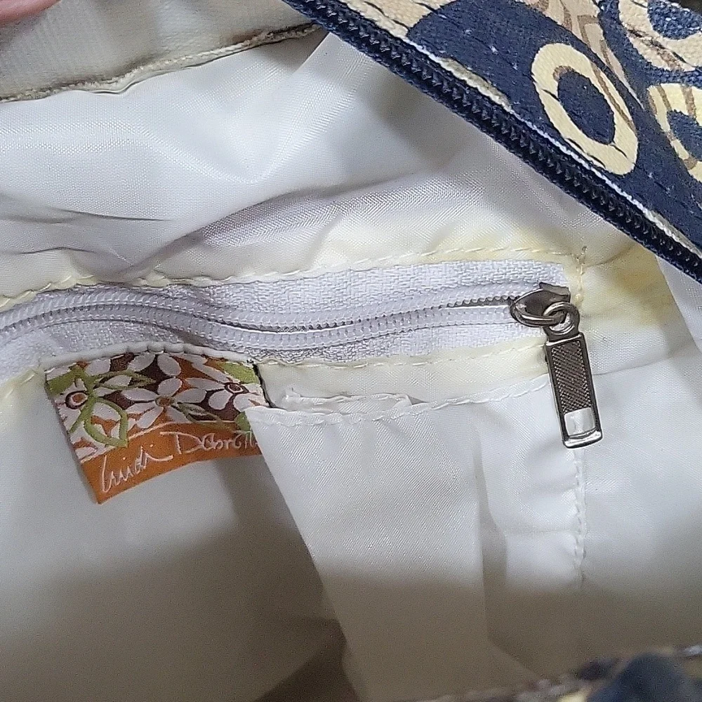 Canvas Blue, Green Tan, Orange Beach Theme Bag Purse Palm Trees, Hibiscus, Surf - Picture 12 of 14